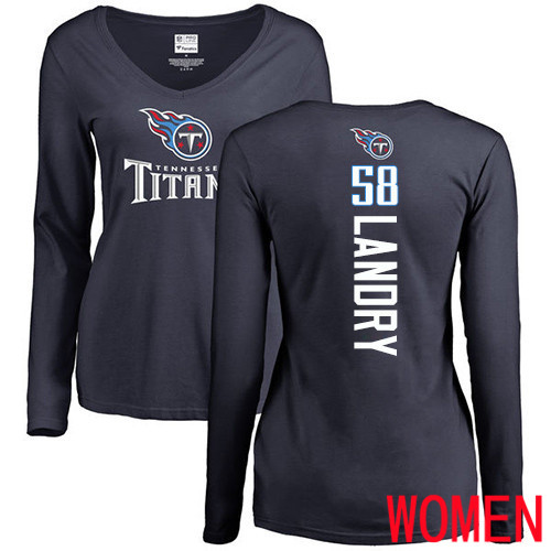 Tennessee Titans Navy Blue Women Harold Landry Backer NFL Football #58 Long Sleeve T Shirt